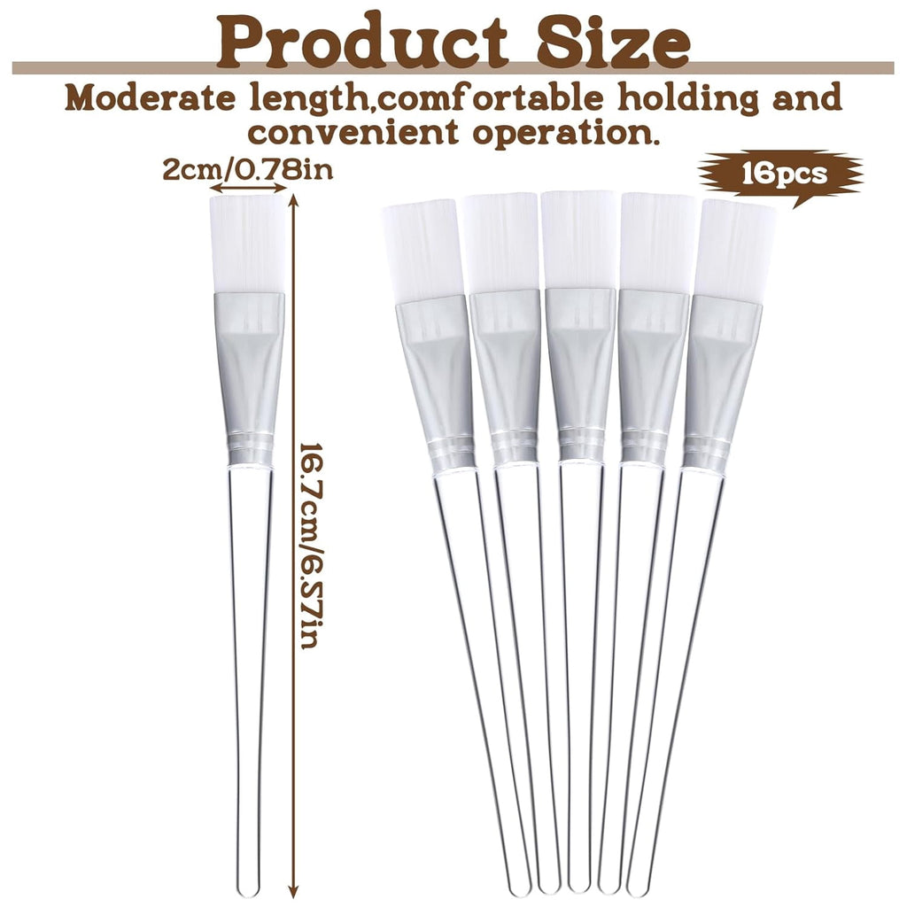 16-Pack Facial Mask Brush Makeup Fan Brushes, Soft Face Mask Brush Applicator with Plastic Handle, Nylon Masks Brushe... - Image 2