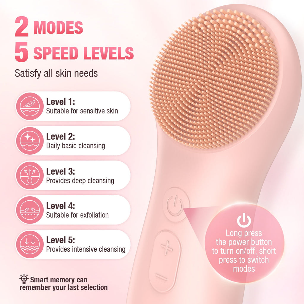 Facial Cleansing Brush, Waterproof Silicone Face Scrubber, Skin Care Sonic Face Brush for Deep Cleansing Exfoliating ... - Image 3
