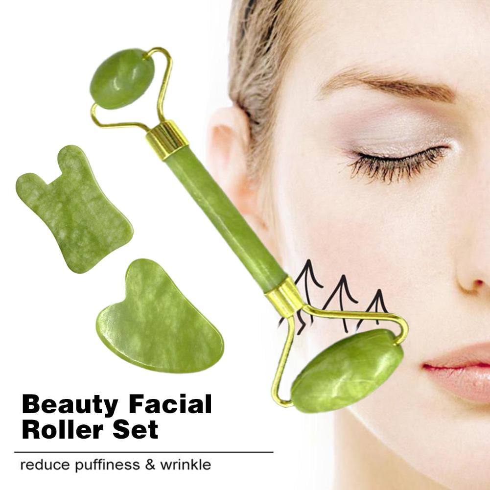 Natural Jade Face And Body Roller Massager Set With Scraper Smooth Skin Care Tool - Image 6