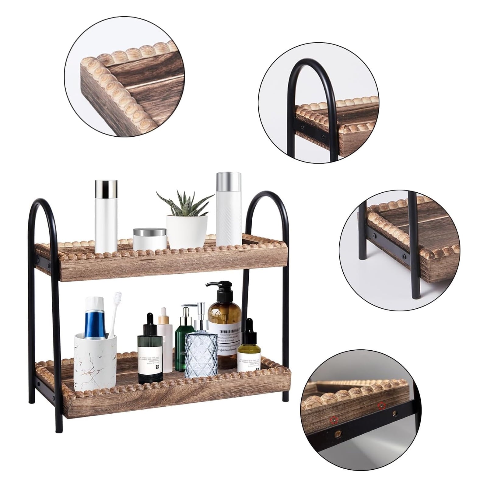 2-Tier Bathroom Counter Organizer, Wood Makeup Organizers for Vanity,Storage for Cosmetic, Skincare, Perfume - Image 3