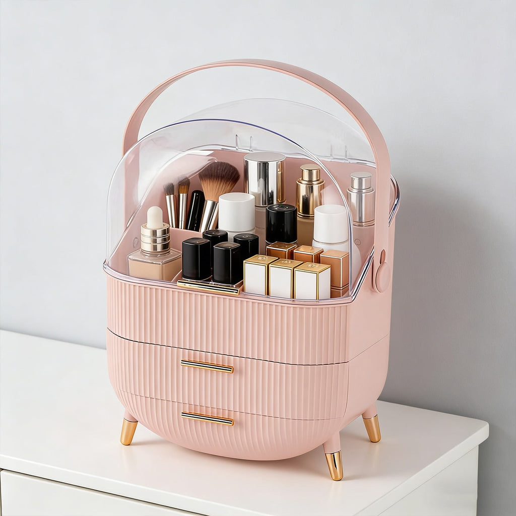 SXlianshun Makeup Organizer Skincare Organizers - Cosmetic Display Cases with Transparent Cover, SkinCare Organizers for Bathroom Countertop - Image 2