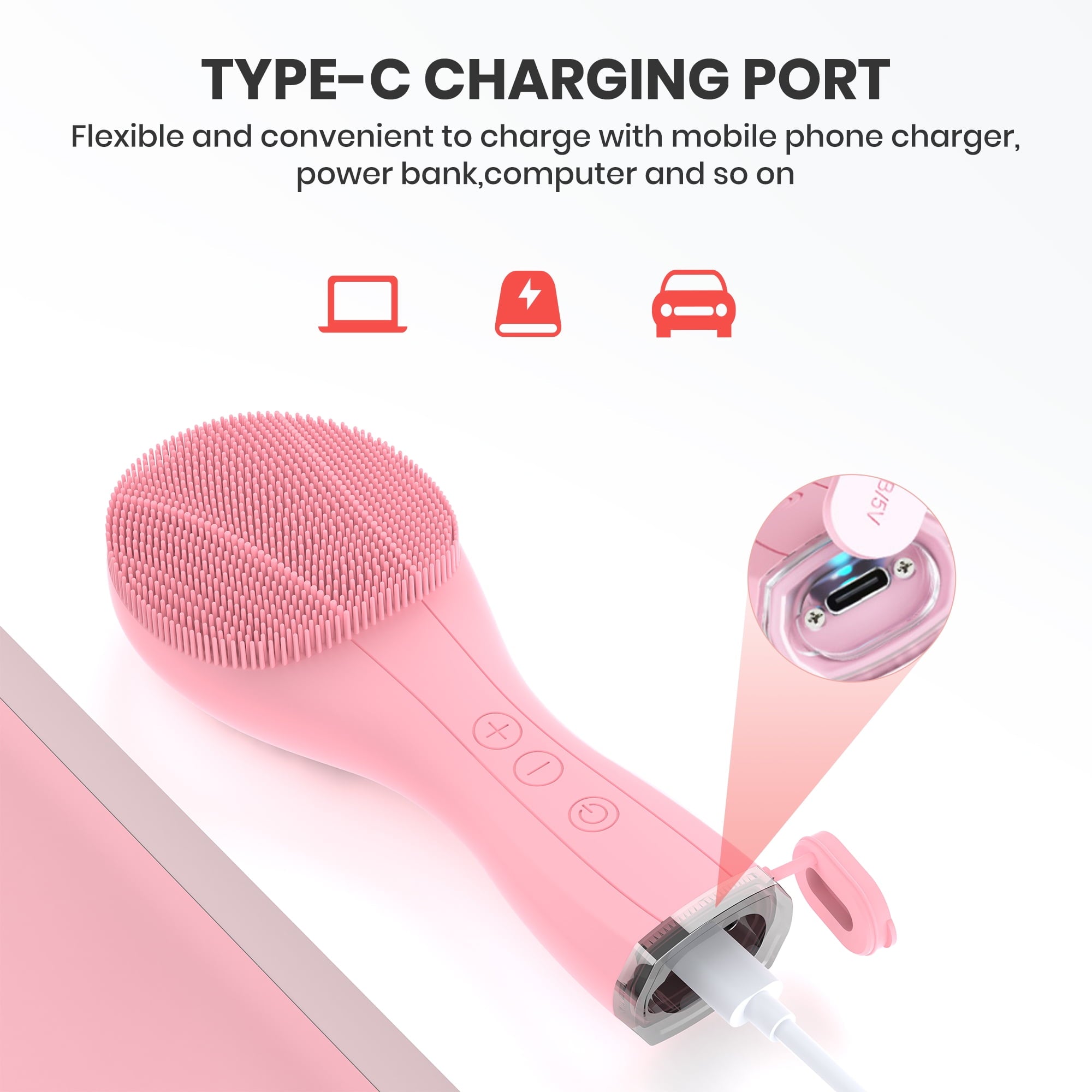 Facial Cleansing Brush, Electric Sonic Face Brush for All Skin Types, Waterproof Rechargeable Silicone Facial Scrubbe... - Image 2