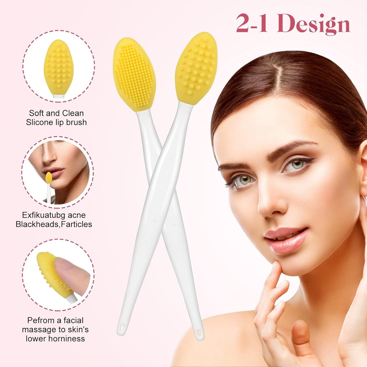 10 Pcs Facial Cleansing Brush, Lip Scrub Brush,Silicone Face Mask Brush for Face Scrubber & Lip Scrubber, For Massagi... - Image 3