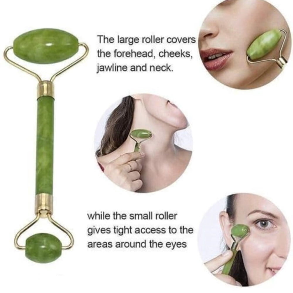 Facial Massager Jade Roller & Gua Sha Tool Natural Himalayan Stone for Face Neck Healing Skin Wrinkles & Serum Applic... - Image 4