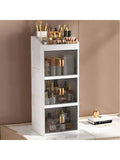 1pc Storage Box, Foldable & Sliding Door Design, Clear Cover Cosmetic Display Cabinet, Large Capacity Skincare & Cosm...
