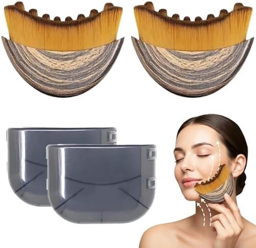 2 count Contour Brush, Drainage Brush, Gentle Facial Sculpting for Jawline & Cheeks, Designed to Fit The Precisely