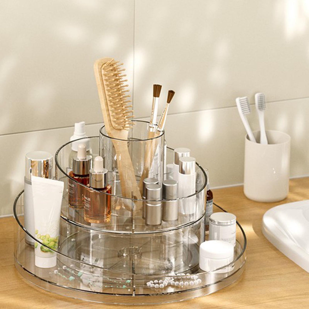 Rotating Makeup Organizer Countertop Large Spiral Skincare Organizer for Vanity Plastic Cosmetic Display Case for Wom... - Image 4