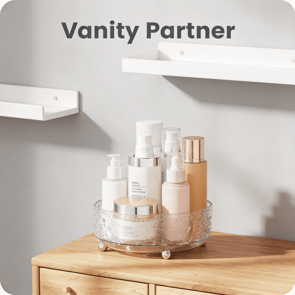 9" Rotating Perfume Organizer, Crystal Makeup Organizer & Skincare Vanity Tray, 360° Lazy Susan Bathroom Storage for ... - Image 5
