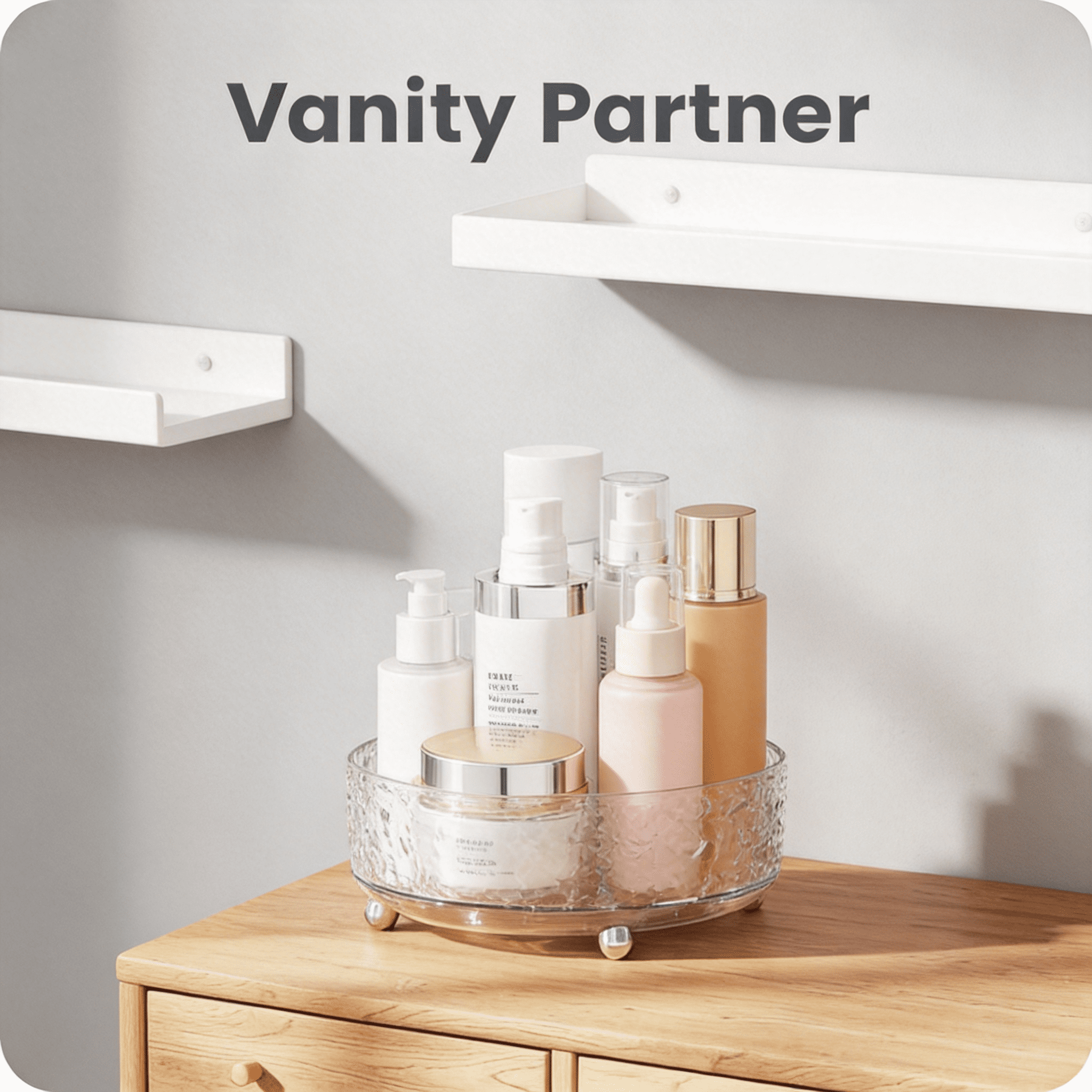 9" Rotating Perfume Organizer, Crystal Makeup Organizer & Skincare Vanity Tray, 360° Lazy Susan Bathroom Storage for ... - Image 5