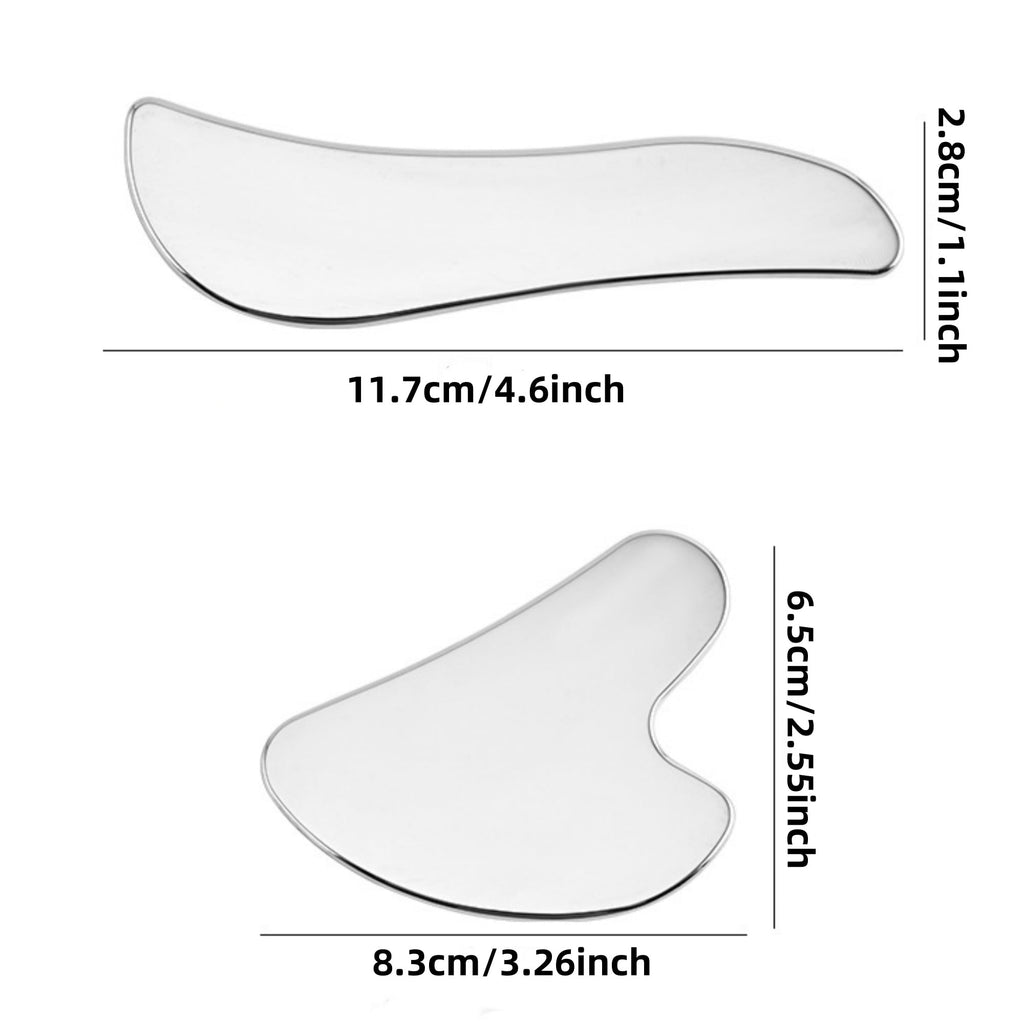 2Pcs Stainless Steel Gua Sha Facial Tools Set, Skin Care Tools - Image 2