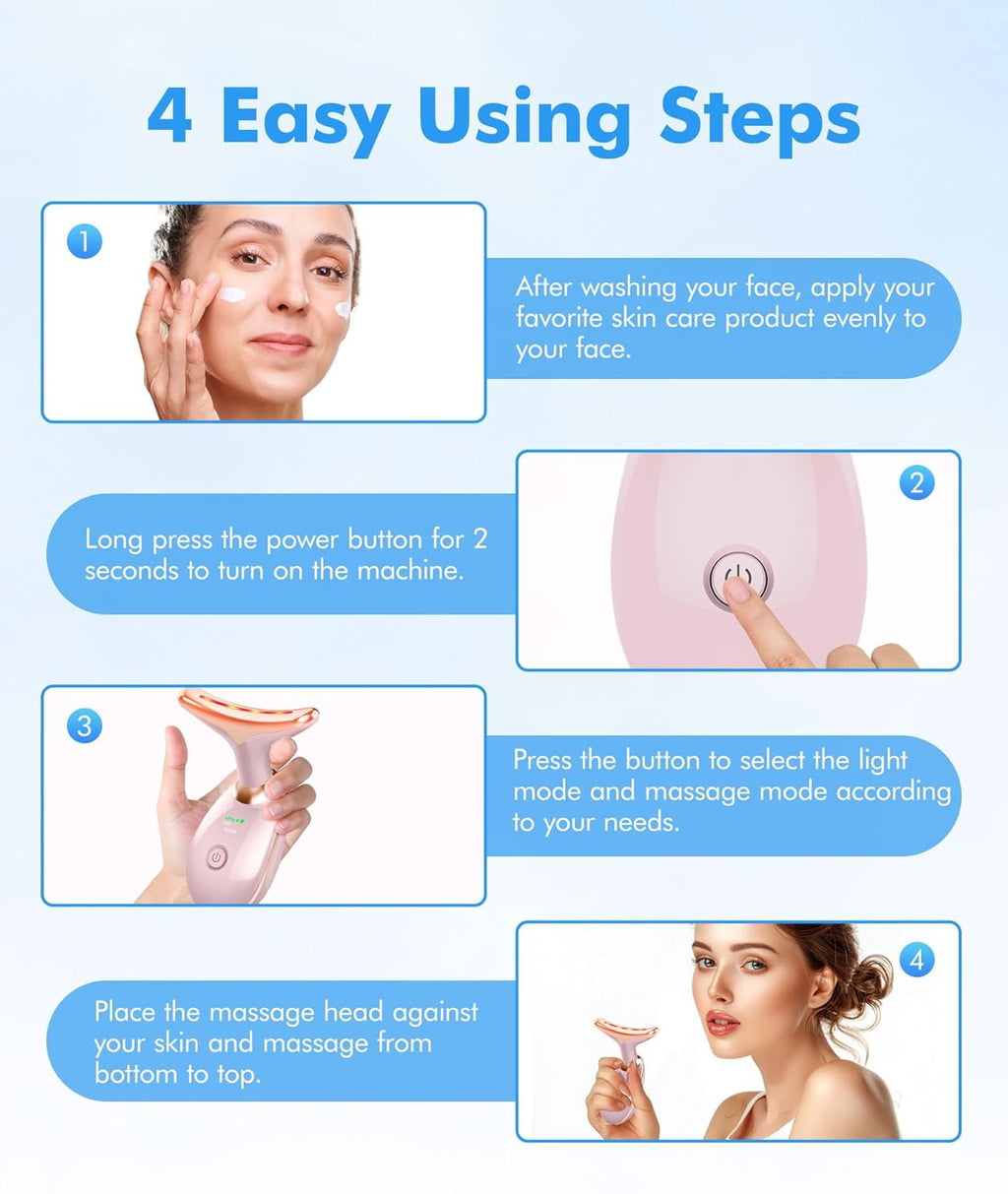 Red-Light-Therapy-for-Face-and-Neck, 7 Color Face Massager Tool for Wrinkles, Double Chin, Vibrating Facial Massager ... - Image 6