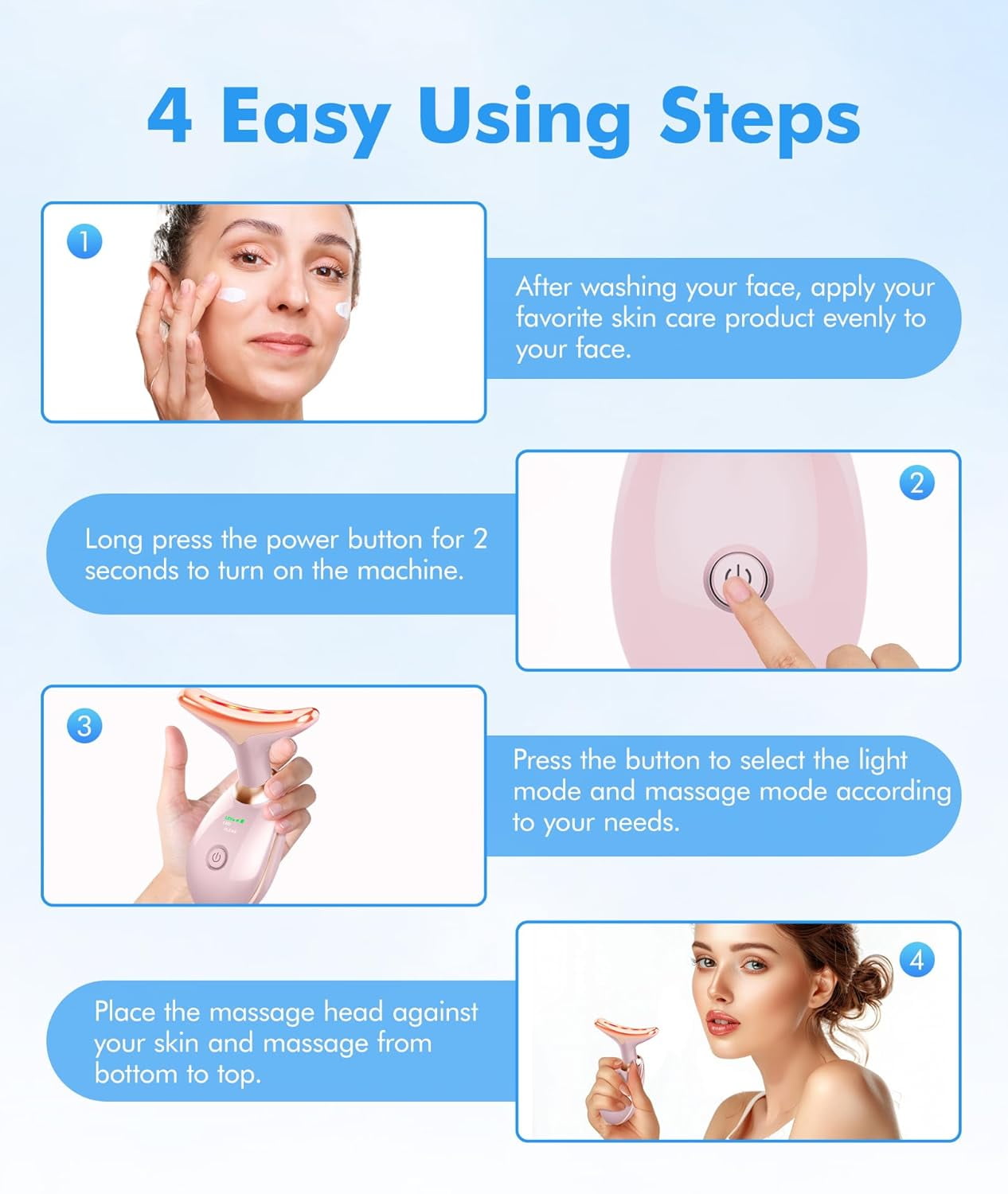 Red-Light-Therapy-for-Face-and-Neck, 7 Color Face Massager Tool for Wrinkles, Double Chin, Vibrating Facial Massager ... - Image 6