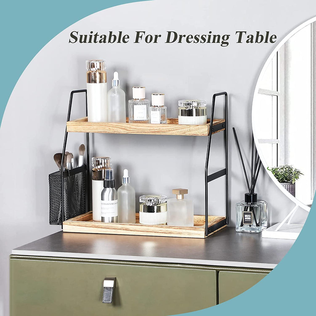 Bathroom Counter Organizer, Wood Tray for Skincare Vanity Organizer - Image 4