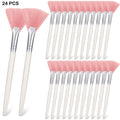 24 Pcs Fan Shaped Face Mask Brushes Set, Soft Pink Facial Applicator Brushes for Even Mask Application, Synthetic Ski...