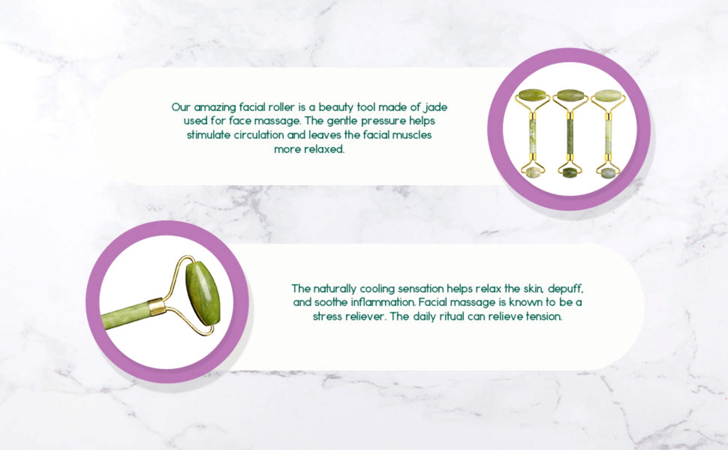 Jade Facial Roller. Skin Care Beauty tool. Facial and Neck Massager. For Women, Men, Everyone. - Image 4