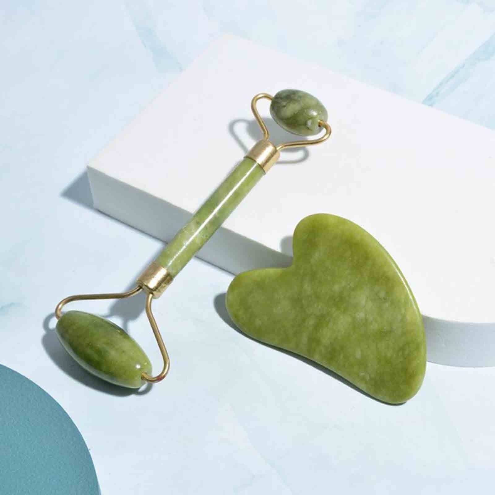 Banzch 2pc Natural Facial Beauty Massage Tool Jade Roller Face Thin Set,Mothers Day Gifts - Image 2