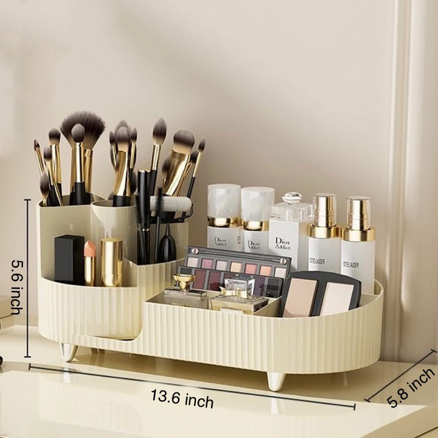Makeup Organizer, Dresser Rotating Cosmetic Organizer with Brush, Holder for Perfume Jewelry Lipstick Makeup Skin Car... - Image 2