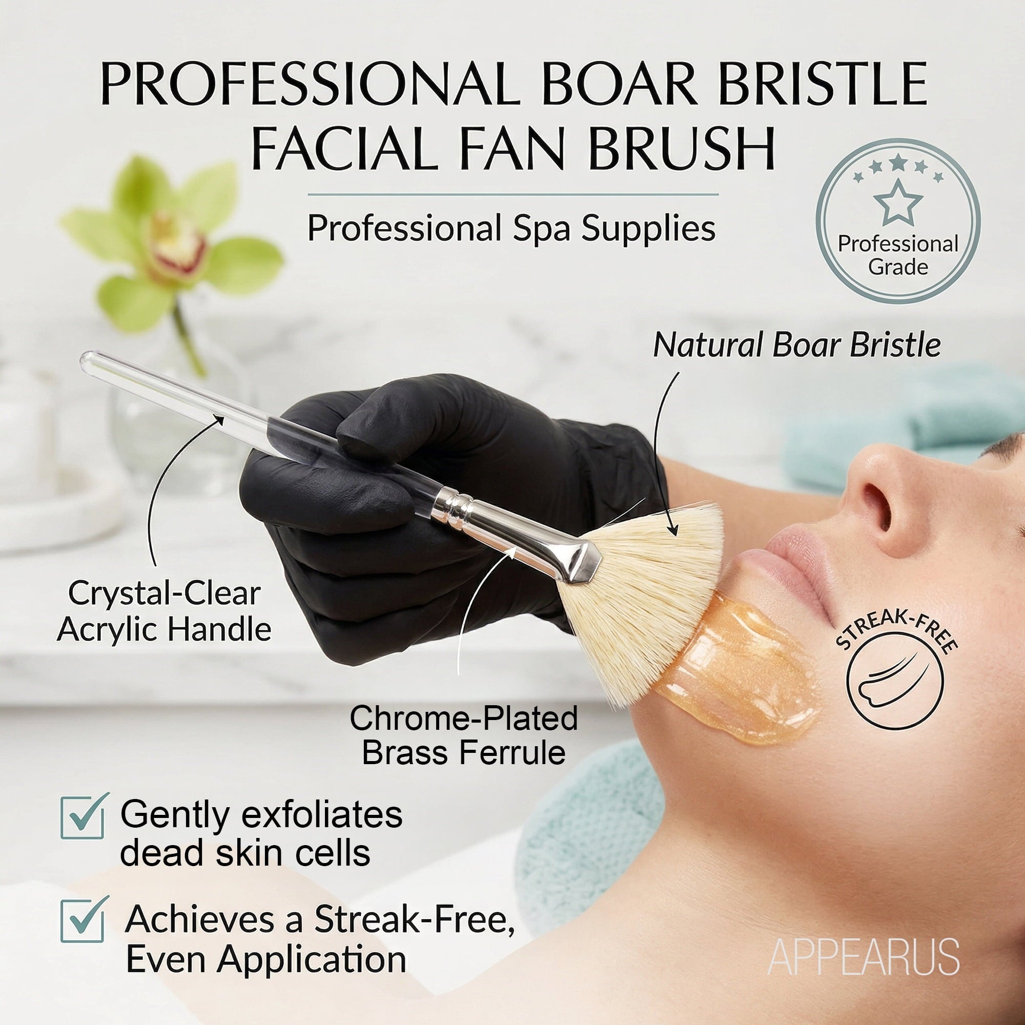 Bristle Facial Fan Brush 3-Pack, Professional Face Mask & Skincare Treatment Applicator for Estheticians (SB4011x3), ... - Image 4