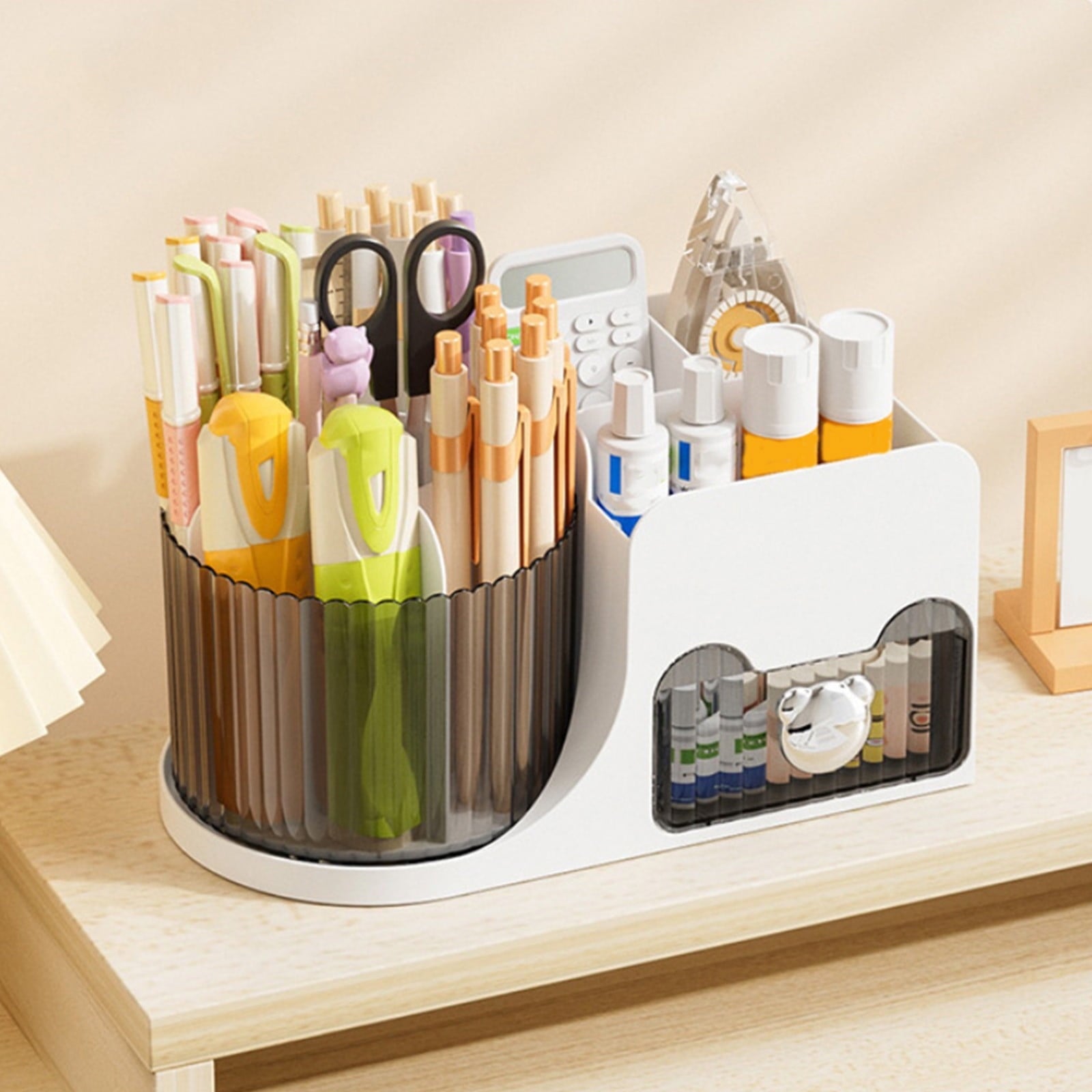 Rotating Cosmetic Organizer - Brush Holder, Drawer, Countertop Makeup Skincare & Perfume Organizer, Lotions Display Case - Image 6