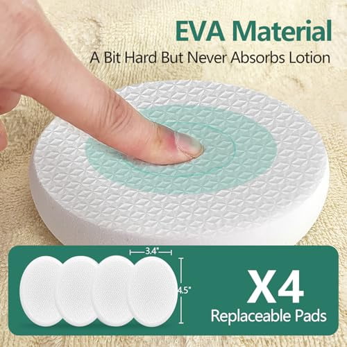 Back Lotion Applicator with 4 Replaceable Pads,Lotion Applicator for Back Self Elderly,Women,Sunscreen Applicator for Cream with 17" Curved - Image 3