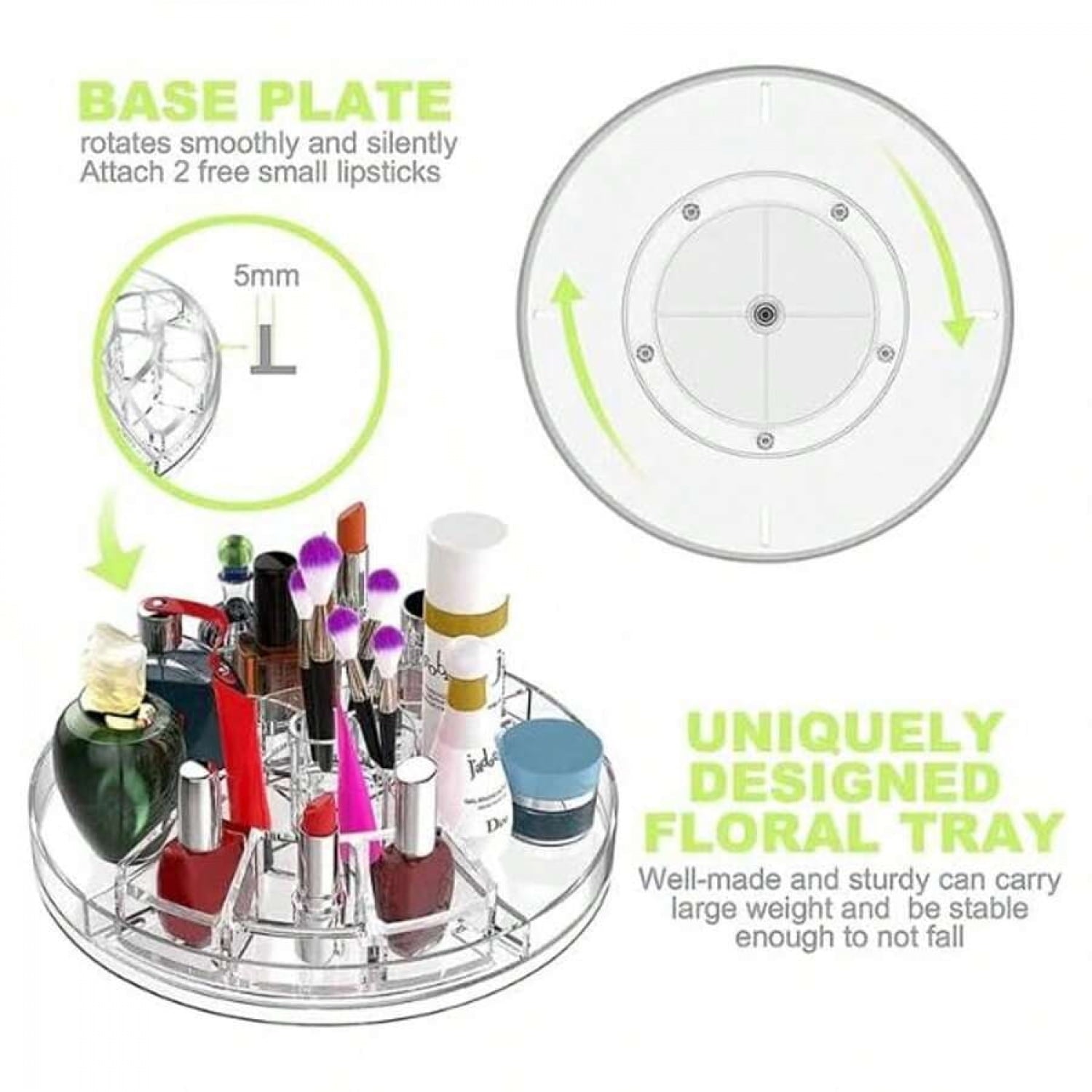 Rotating Makeup Organizer, 360 ° Spinning Skincare Organizers, For Dresser Bathroom, Medium, Clear - Image 3