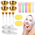 26 Pcs Esthetician Supplies Set – Golden Stainless Steel Mixing Bowls, Plastic Spatulas, Facial Fan Brushes, Headband...