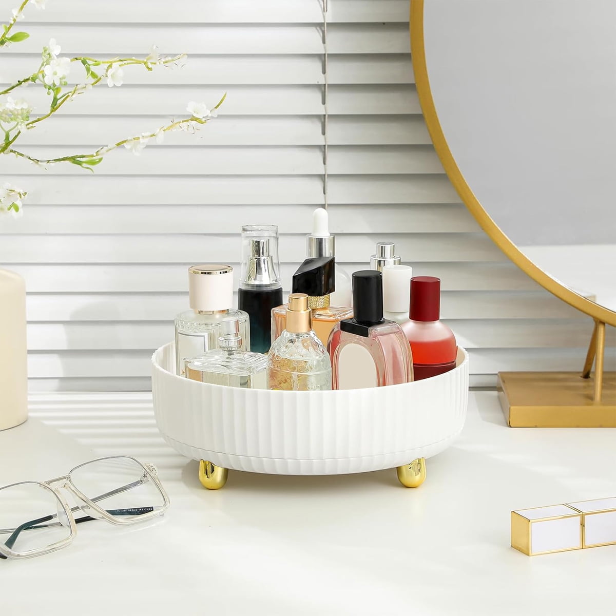 Makeup Perfume Organizer Tray 360 Degree Rotating Lazy Susan Skincare Lotion Organizer Spinning Cosmetics Storage for... - Image 2