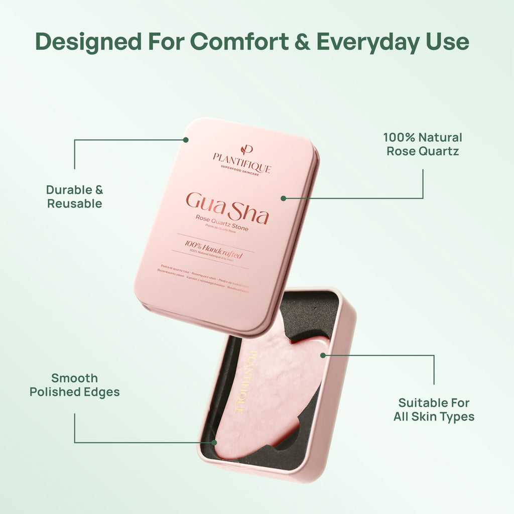 Rose Quartz Gua Sha, Anti-Aging Face Massager & Jawline Shaper - Image 2