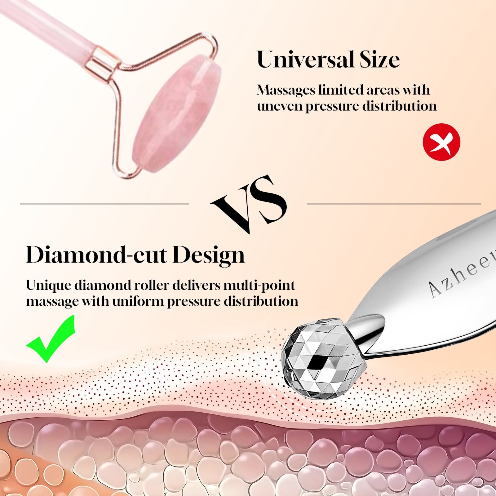 4-in-1 Gua Sha Facial Tools, Facial Roller, Skin Care Roller with Stainless Steel, Face Ice Roller to Reduce Puffiness & Eye Strain, Relieve - Image 3