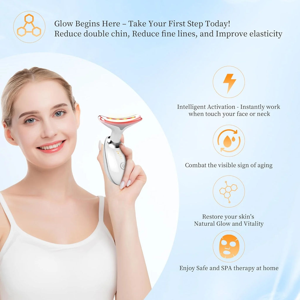 Neck Face Massager, Face Sculpting Tool, 3 Modes and Vibration Facial Massager, Portable Light Therapy for Skin Care,... - Image 6
