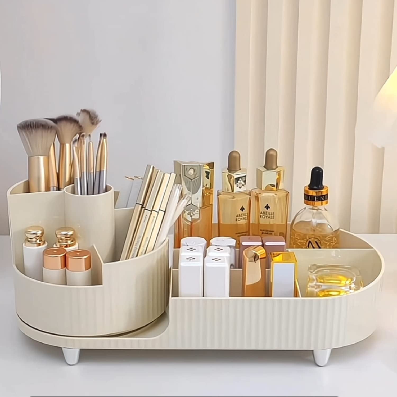 Makeup Organizer, Dresser Rotating Cosmetic Organizer with Brush, Holder for Perfume Jewelry Lipstick Makeup Skin Car... - Image 5