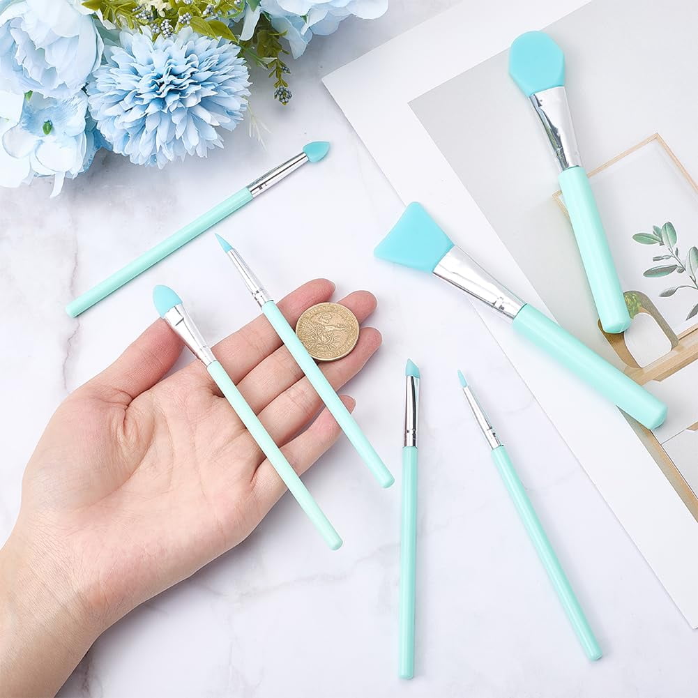 7Pcs 7 Silicone Brush Applicator Kit Green Soft Rubber Flexible Facial Muds Face Applicators Tools Brushes for Body L... - Image 3