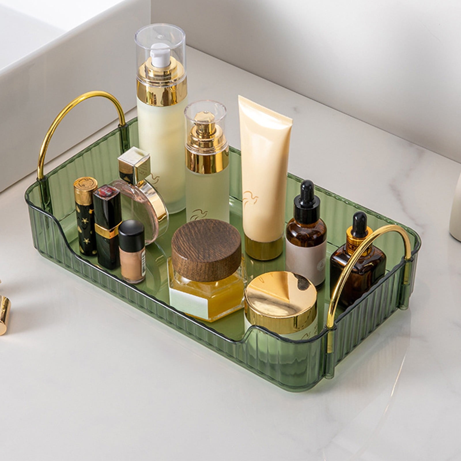 Lilixerw Bathroom Storage Organizer Countertop,Tray for Skincare Makeup,Counter Organizer for Cosmetics,Toiletries - Image 4