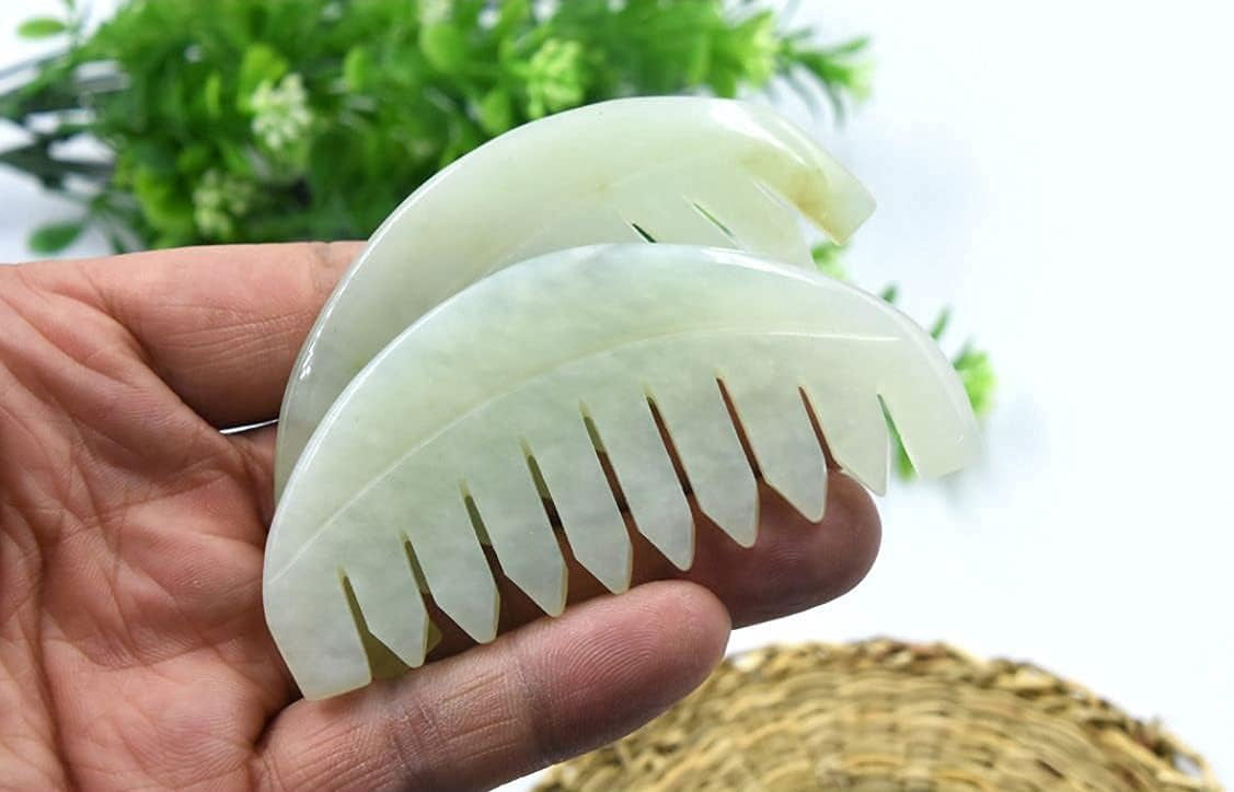 Gua Sha Comb, Natural Jade Stone, Hair Scalp Massage Comb for Head Care Relaxing, Facial and Body GuaSha Massage Tool - Image 6