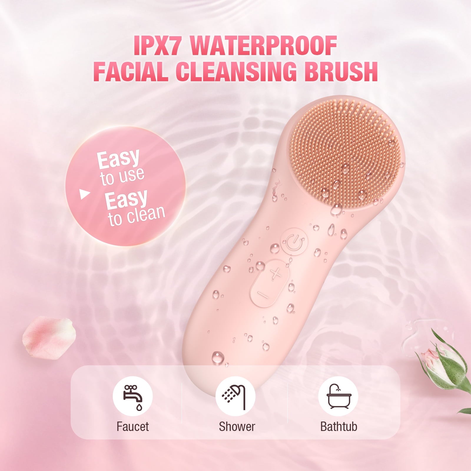 Facial Cleansing Brush, Waterproof Silicone Face Scrubber, Skin Care Sonic Face Brush for Deep Cleansing Exfoliating ... - Image 4