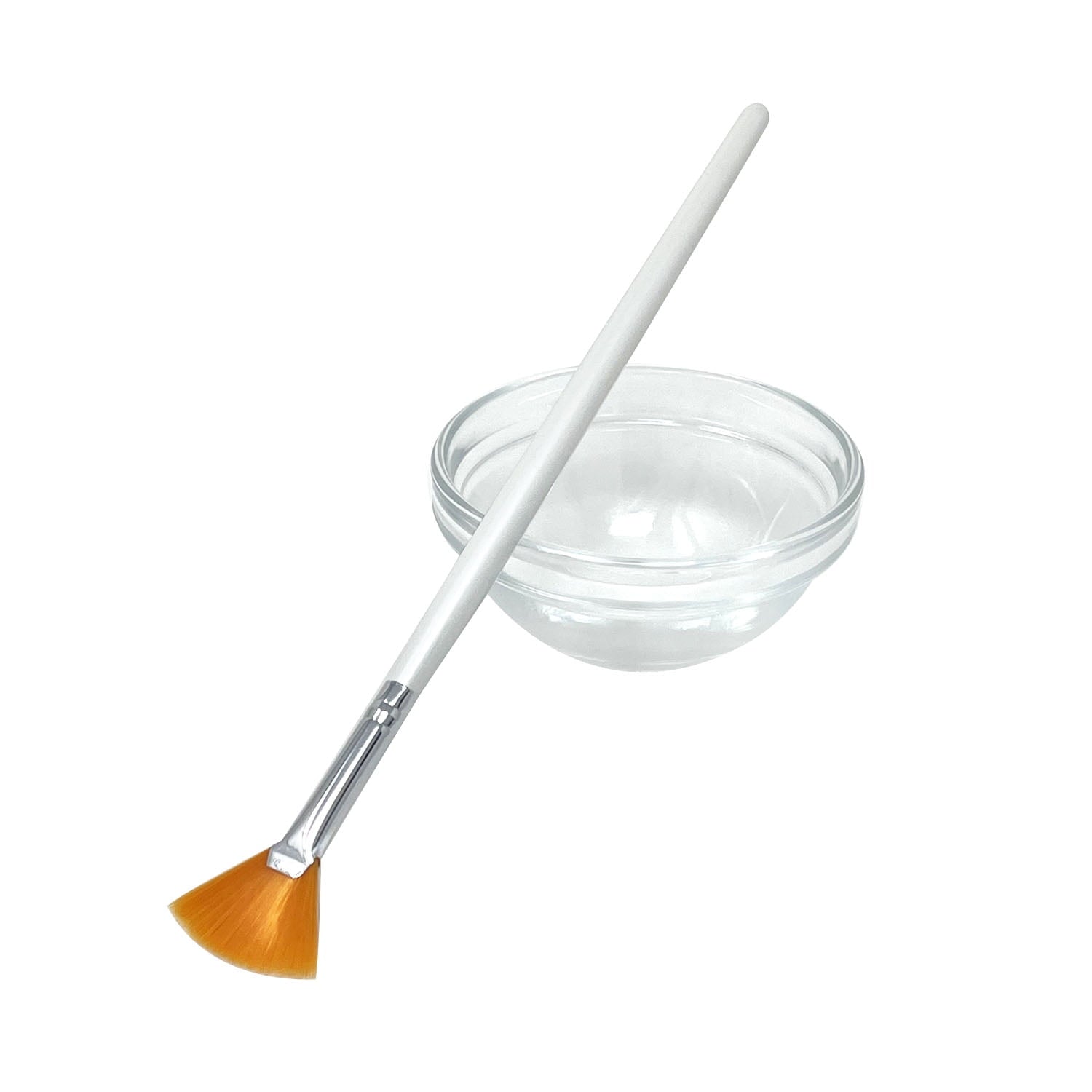2-Pc Small Fan Mask Brush and Glass Mixing Bowl Set - Facial Glycolic Peel Skin Care - Image 4
