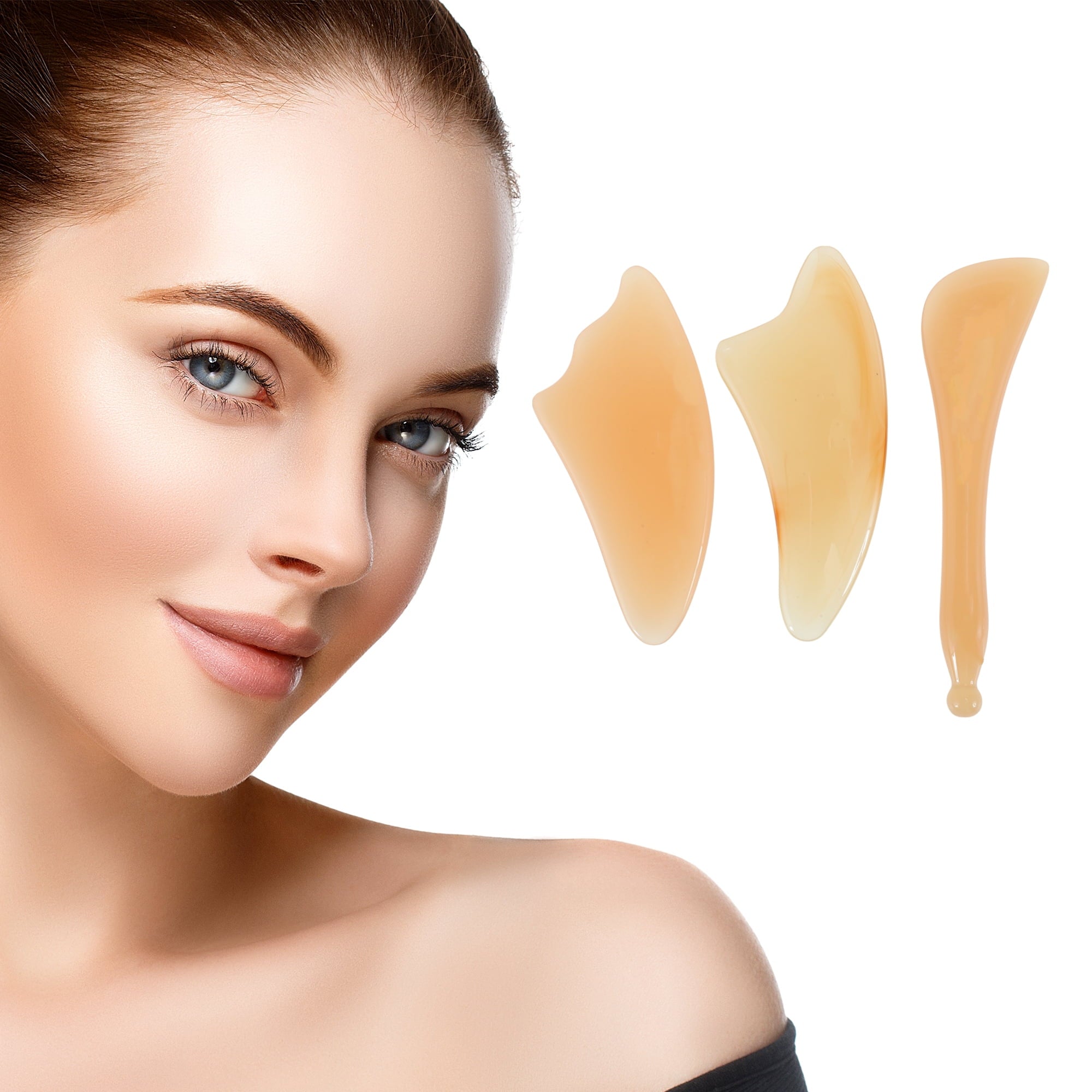 1 Set Gua Sha Facial Massage Beauty Tool Convenient Skincare and Massaging Tool Yellow - Image 3