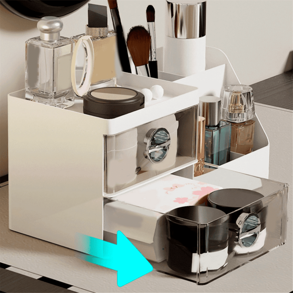 Makeup Organizer with Clear Drawers, Plastic Skincare Organizers for Vanity, Large Capacity Makeup Organizer Countertop - Image 4