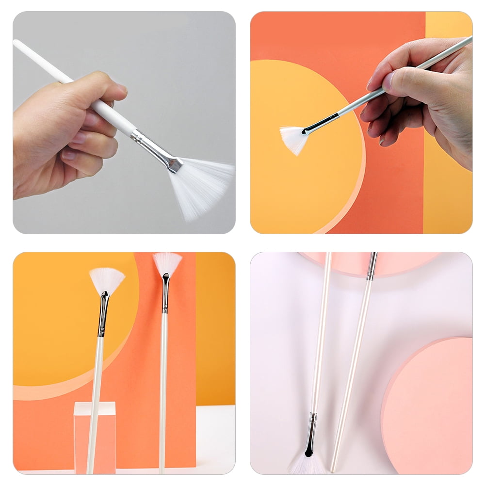 6Pcs Face Mask Brush Applicator White Fan Shaped for Even Facial Mask Application At Home - Image 2