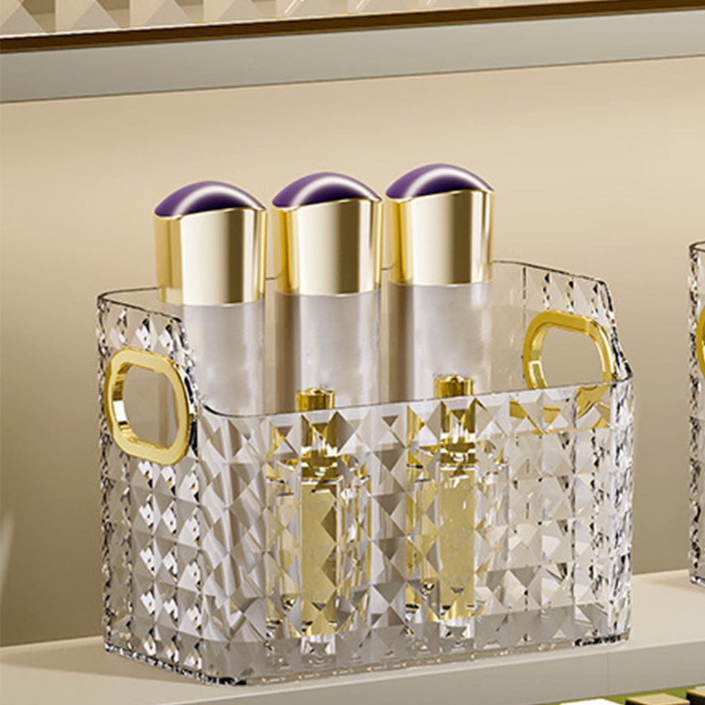Makeup Organizer for Vanity Plastic Crystal Skincare Organizer Box White Bathroom Cosmetic Display Cases for Dresser ... - Image 2