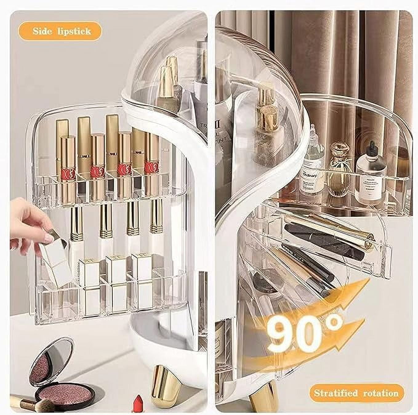 Makeup bag Storage Box, Countertop Portable Vanity Cosmetics MAKE UP bathroom organizers and Storage, Cosmetics Organ... - Image 4
