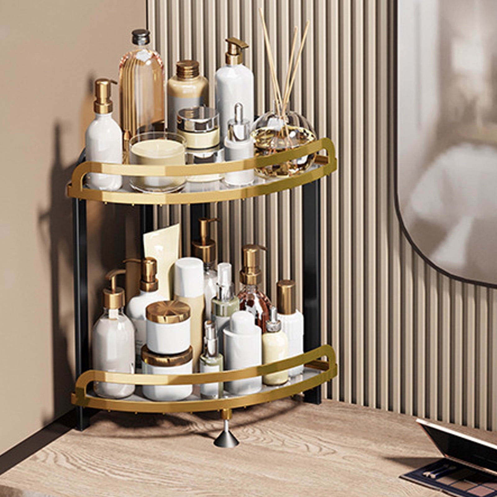 Corner Bathroom Counter Organizer Metal Bathroom Sink Organizer Countertop, Makeup Organizer for Vanity Storage Corne... - Image 6