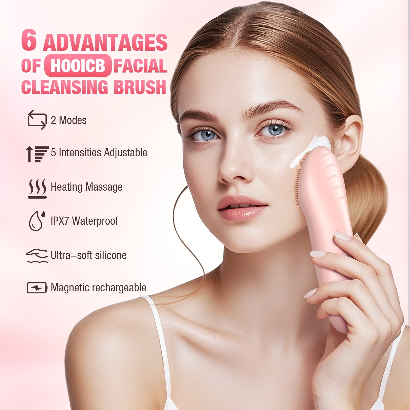 Facial Cleansing Brush, Waterproof Silicone Face Scrubber, Skin Care Sonic Face Brush for Deep Cleansing Exfoliating ... - Image 6