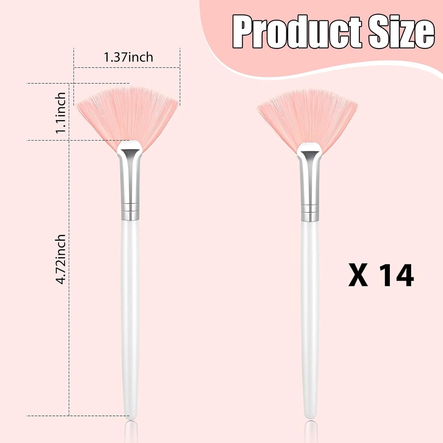 Pink Fan Facial Mask Brushes for Skin Care and Makeup, 14 Pack Professional Cosmetic Applicators for Mud and Clay Masks - Image 2
