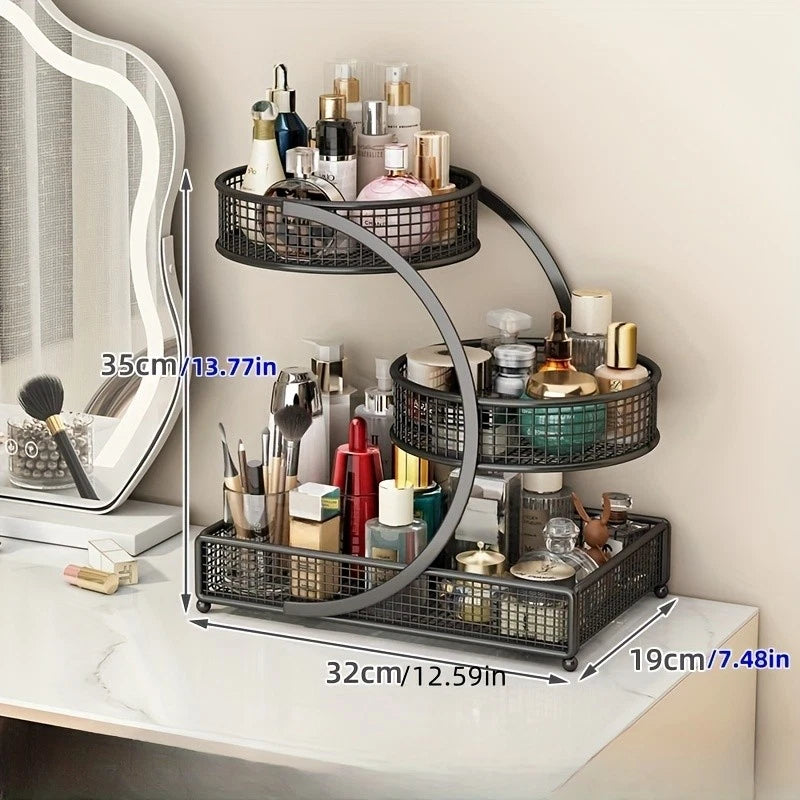 3Tiers Metal Cosmetic Organizers Modern Storage Rack For Skincare Lipsticks Bathroom Countertop Without Tool - Image 3