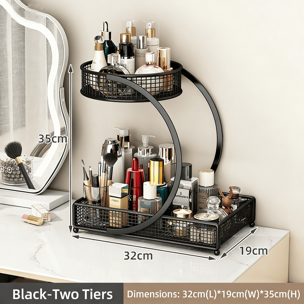 Dresser Shelf Organizer, Countertop Multi Bathroom Counter Organizer Metal Fruit Basket Perfume Skincare Organizers H... - Image 3