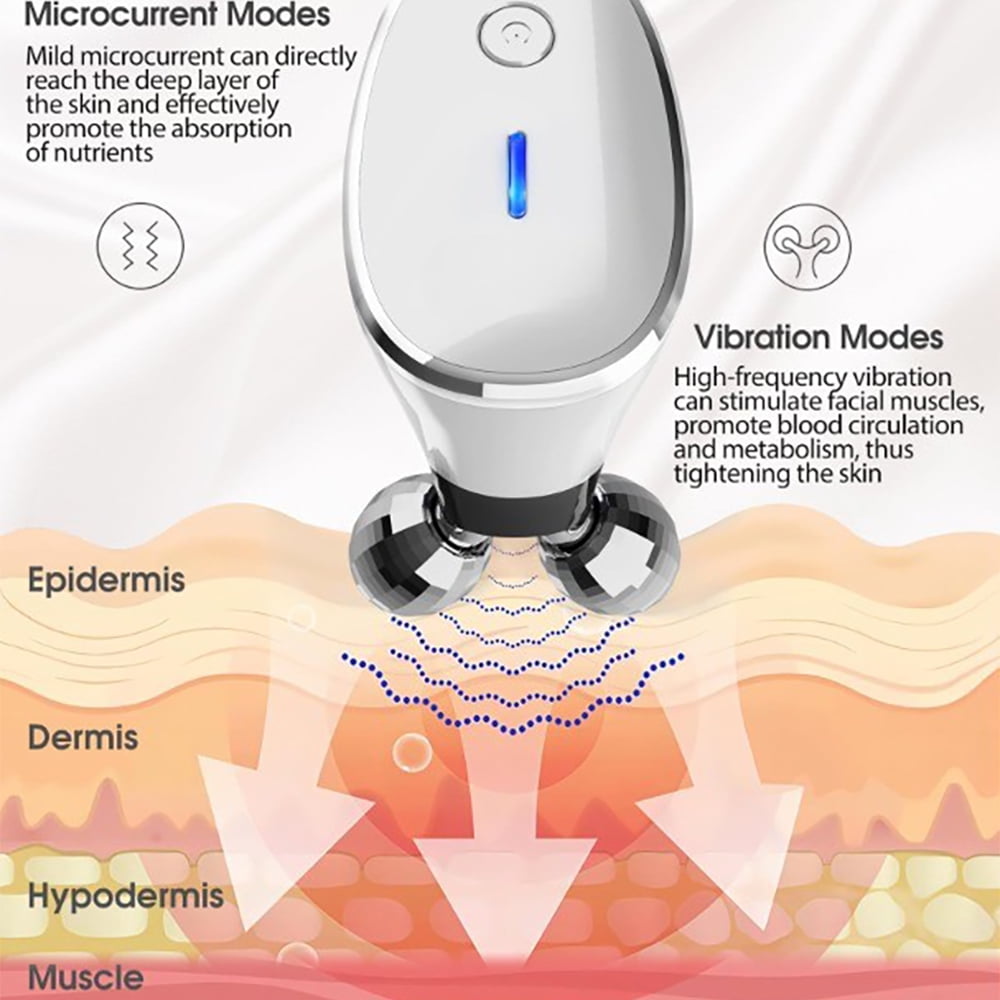 BeautifyEase 5-in-1 Microcurrent Facial Massager Roller, Face Lifting Device, White - Image 2