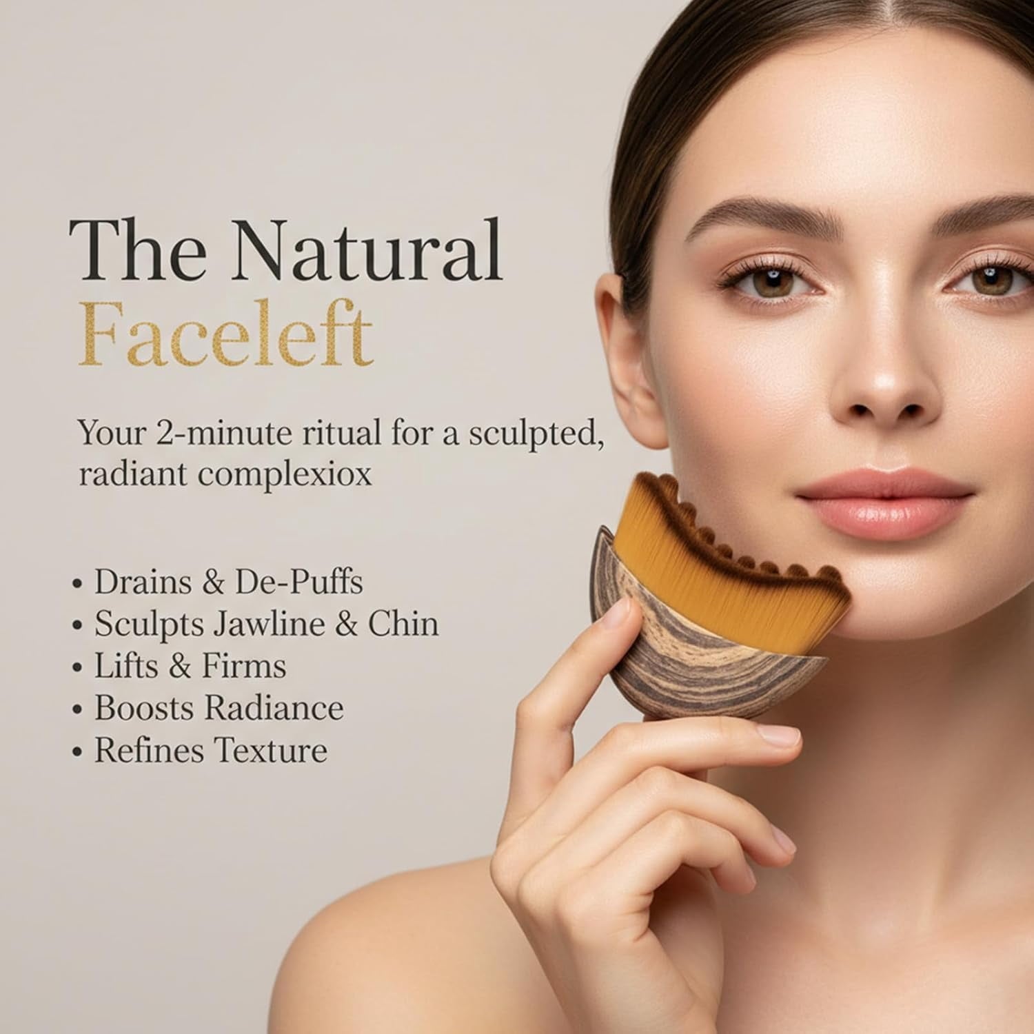 ZHAOYU Manual Lymphatic Drainage Massager, The Natural Facelift Lymphatic Contour Face Brush, Natural Makeup Brushes with Durable Soft Brist - Image 3