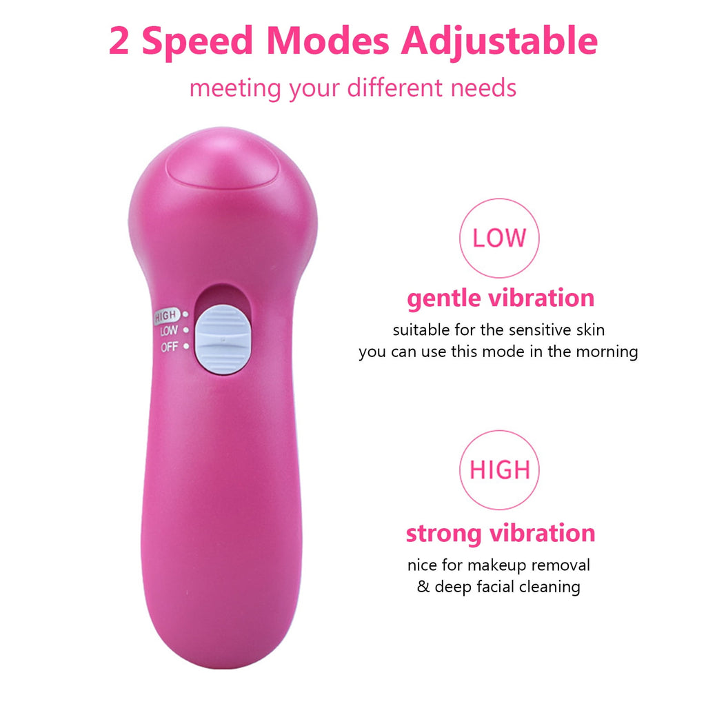 5 In 1 Electric Face Brush Facial Cleansing Brush Face Washing Device Handheld Facial Cleaner Battery Powered Makeup ... - Image 4