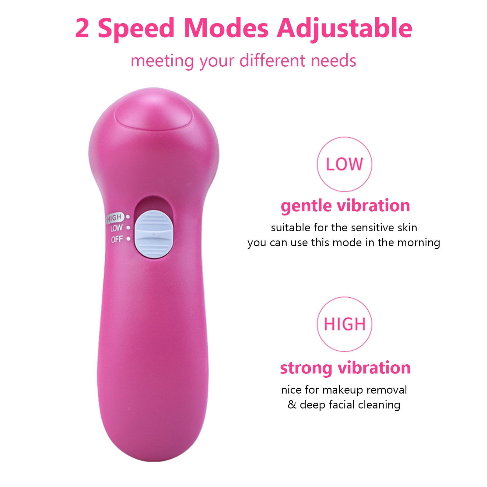 5 In 1 Electric Face Brush Facial Cleansing Brush Face Washing Device Handheld Facial Cleaner Battery Powered Makeup ... - Image 4